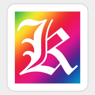 Rainbow White Letter K Sticker